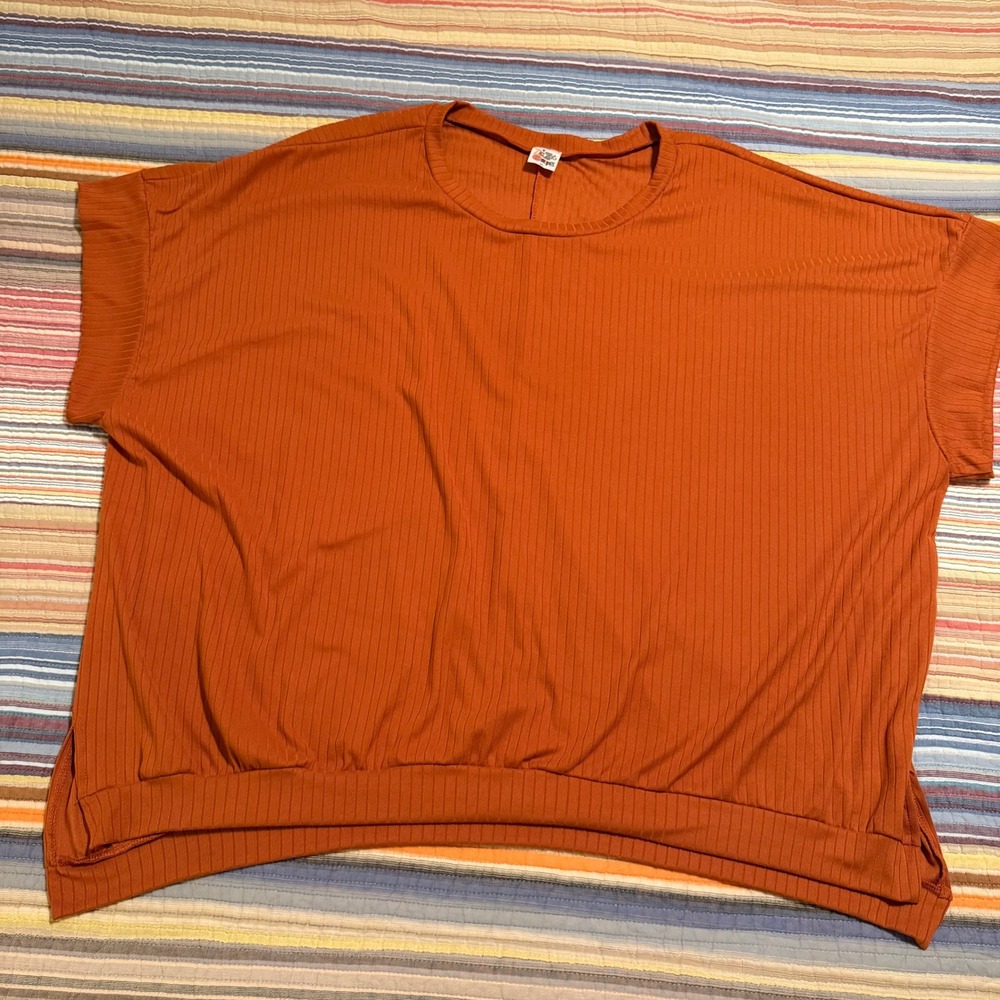 The Zig Zag Stripe Ribbed‎ Dolman Sleeve Tunic Top Orange XL
